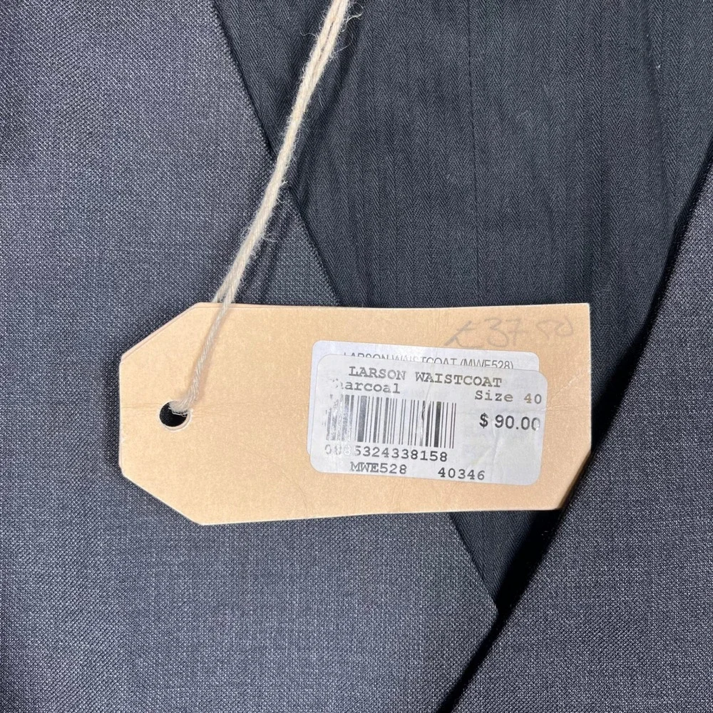 All Saints Wool Suit Vest Larson Waistcoat‎ Mens 40 Charcoal Grey MWE528 NWT